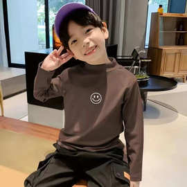 德绒打底衫儿童秋衣男童单件上衣长袖宝宝秋冬季童装保暖内衣外贸