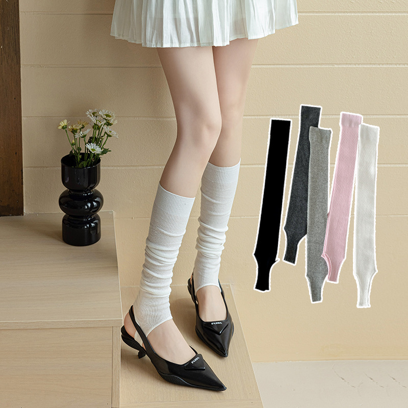 Spring and Autumn Striped Footless Socks for Women, Ankle Protection Socks for Air-Conditioned Rooms, Loose Foot Warmers, Comfortable Sleep Socks