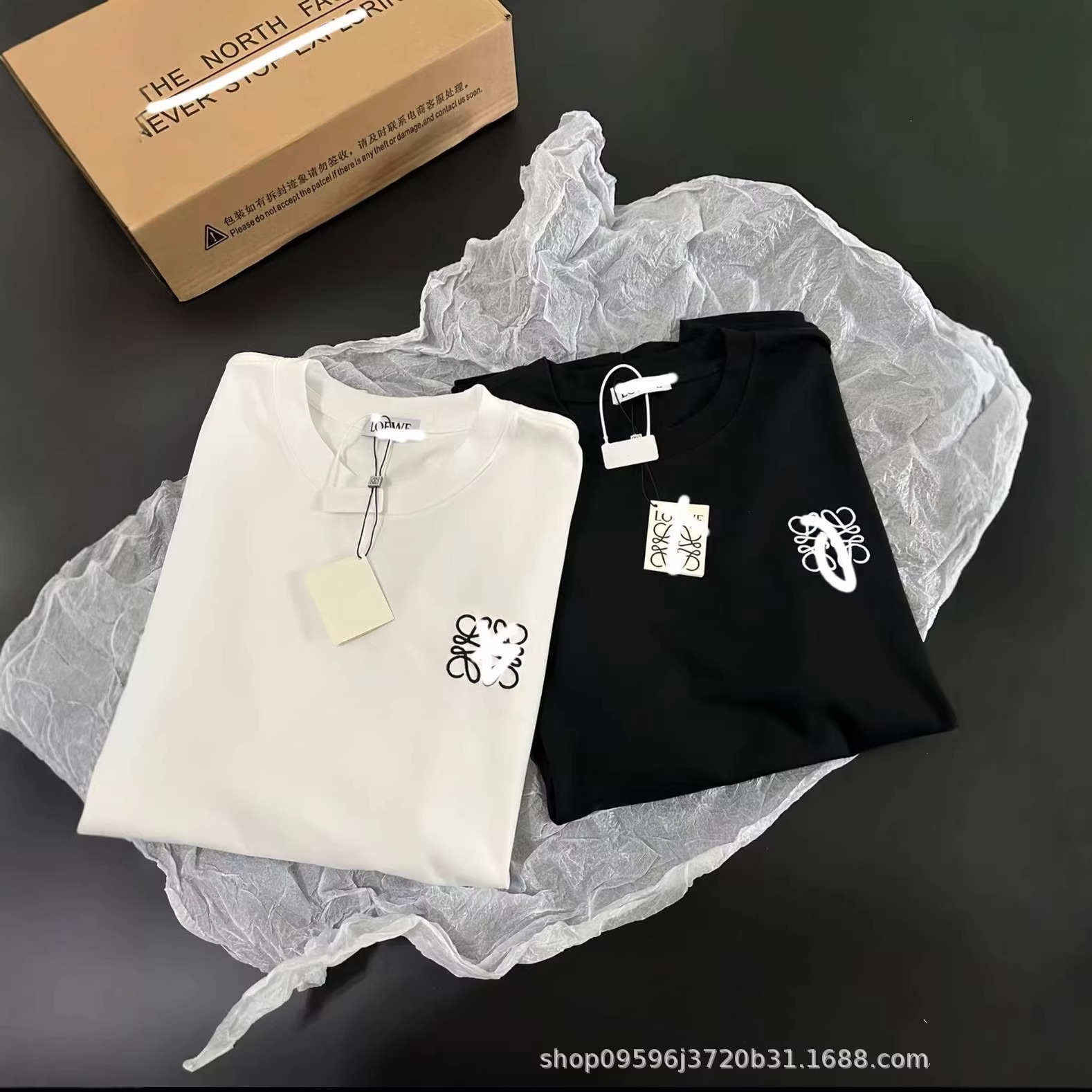 跨境罗家高品质刺绣LOGO圆领宽松短袖男女同款时尚百搭潮牌T恤