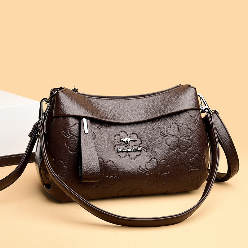 Large-Capacity Casual Women's Bag for Middle-Aged Mothers, Fashionable Embossed Shoulder Bag, High-End Crossbody Bag, Handbag