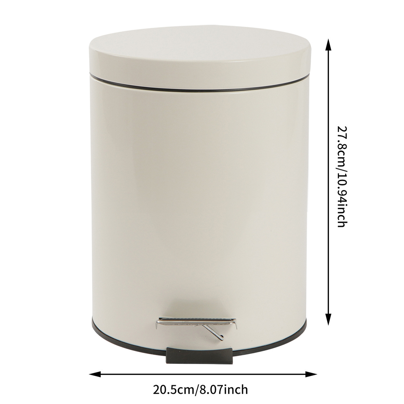 Bote de basura abatible redondo beige transfronterizo Cocina doméstica Pedalear con tapa Cubo de limpieza silencioso