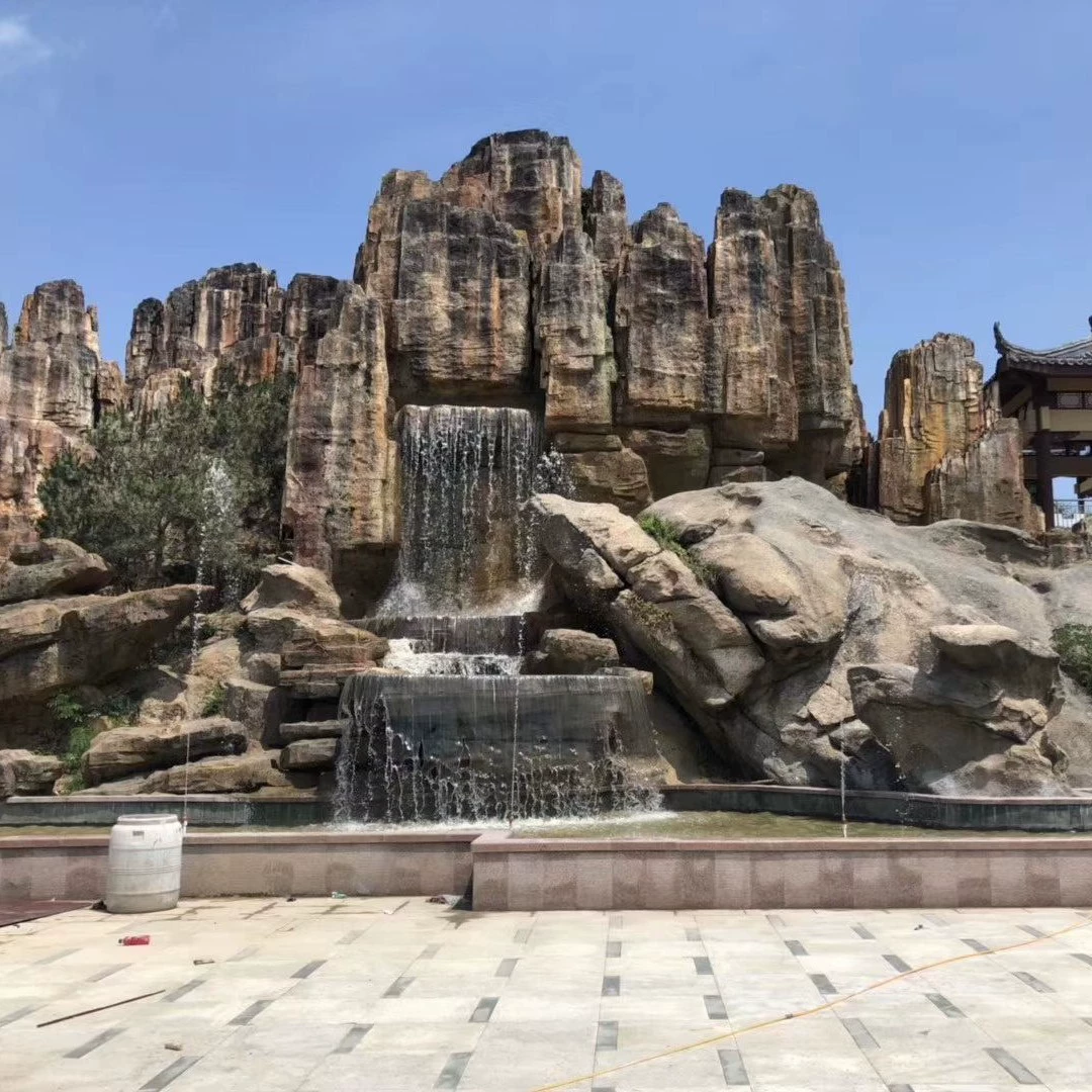 Большой каменный ландшафтный дизайн для двора, пруд с рыбками, ландшафтный сад, каменный ландшафт с текущей водой, производство, дизайн, водосистема, облицовочный камень, каменная конструкция