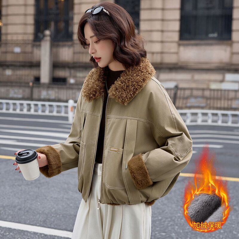 Short Parka Cotton Jacket for Women Winter 2025 New Style Petite Stylish Super Nice Fleece-Lined Thick Cotton Coat Jacket