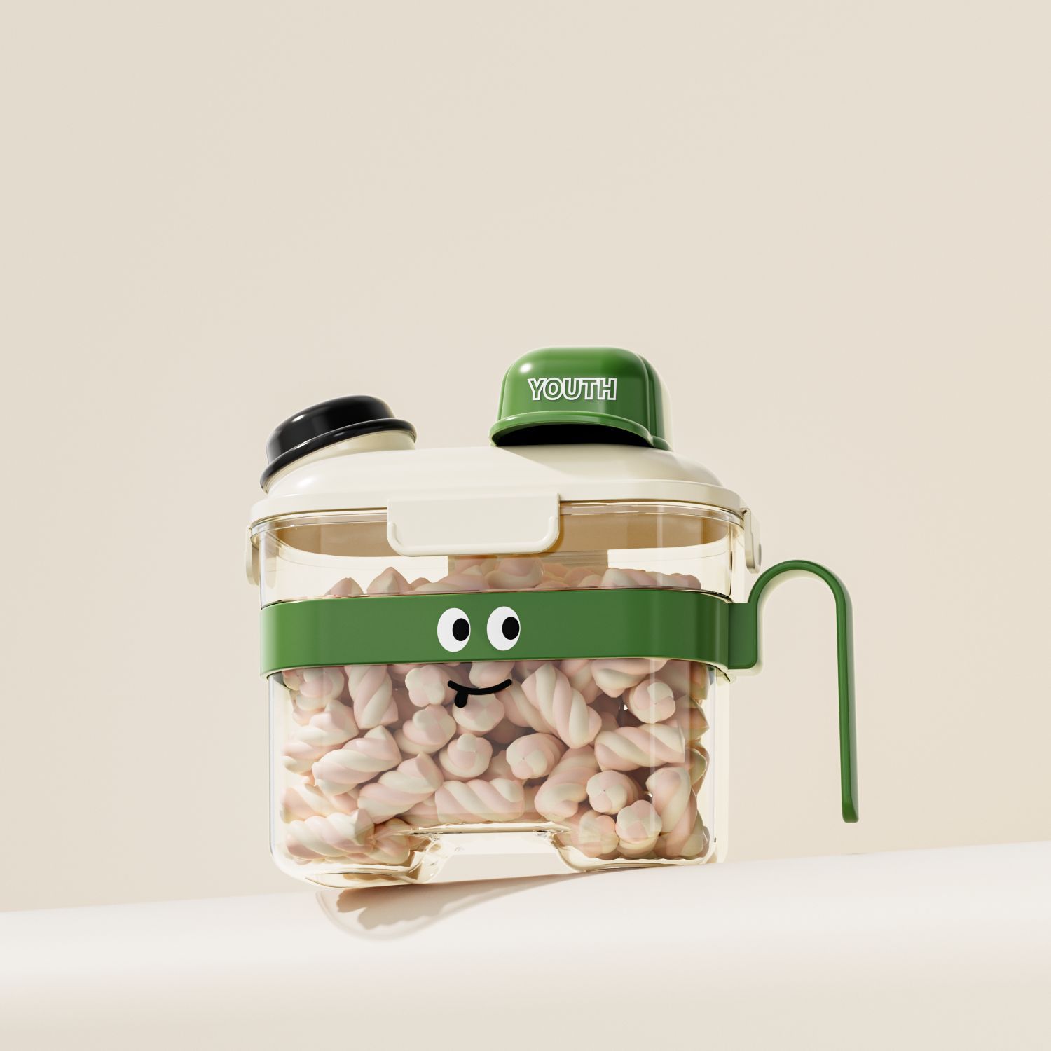 Cartoon grain storage jar - small, green, 2800ml
