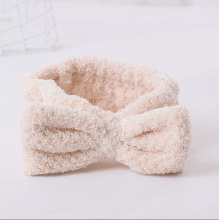 Diadema de vellón de coral coreano, lindo lavado de cara deportivo, diadema de maquillaje, diadema de lazo, diadema