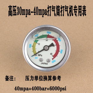 30Mpa40Mpa Pressure Gauge High-Pressure Pump Little Bee Warrior Air Pump Universal Accessories Luminous Shockproof