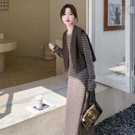 仅用于产品展示勿拍-覆古pu皮衣马甲套装裙女秋冬2025新款时尚减