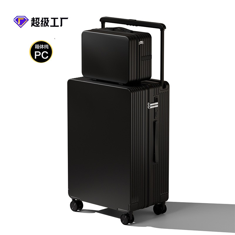 Carbon Fiber Wide Handle Suitcase with Printed Design 24inch Carry-On Password Lock Suitcase Travel Case with Custom Pattern Logo
