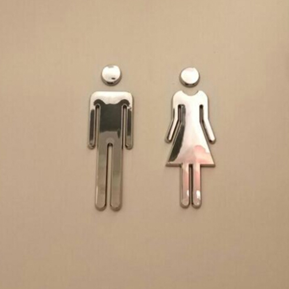 12cm卫生间标识牌洗手间门牌  卫生间男女指示牌不锈钢银色标识批