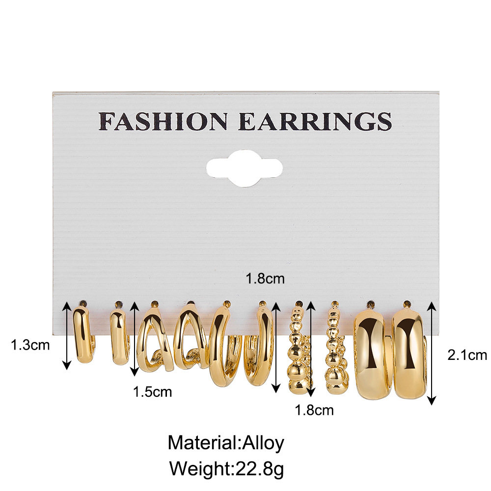 Simple C-shaped Fashion Ear Hook Set 5 Pieces Pearl Alloy Earrings display picture 1