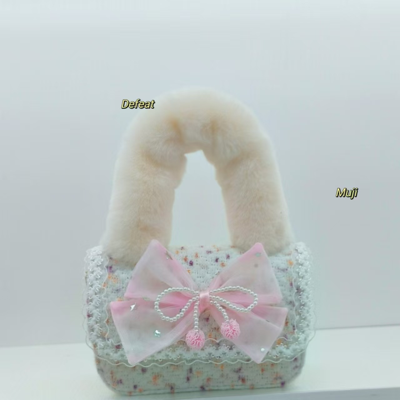 Bolso de peluche de arco, bolso de princesa, bolso de hombro, bolso de mochila, bolso de cambio, bolso de accesorios lindos.