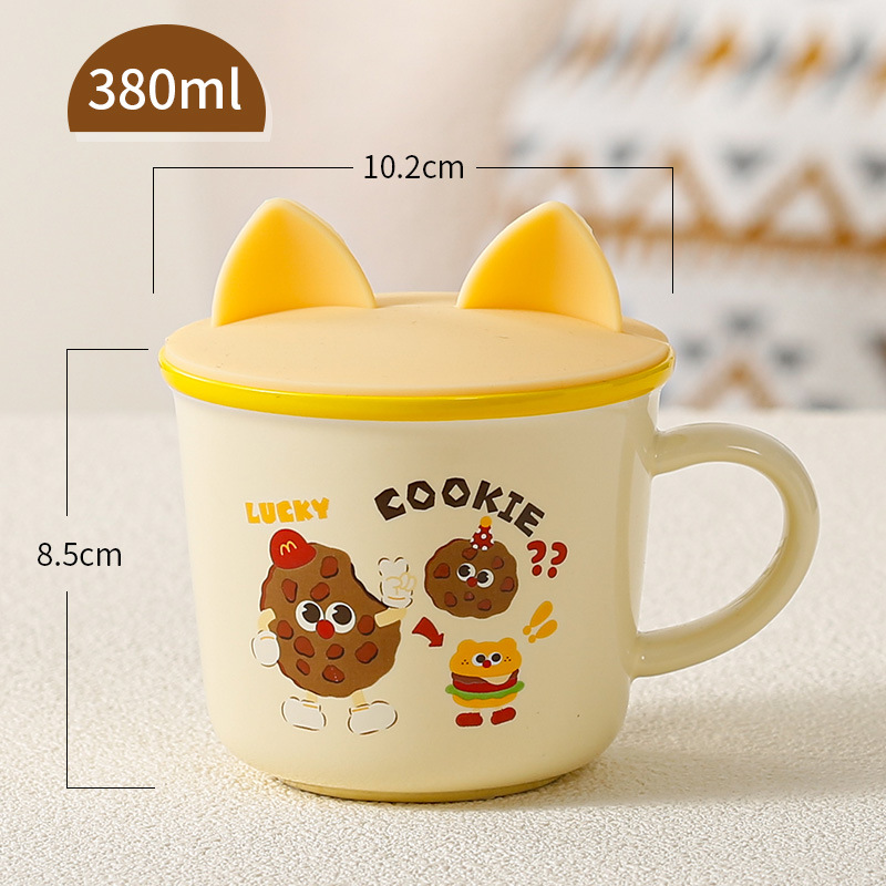 Taza de cerámica de regalo encantadora taza de regalo para niños taza de agua de dibujos animados taza de café doméstica con cubierta cuchara para niños