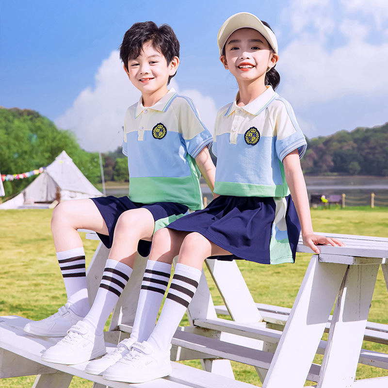 Preschool children's summer uniform, academic-style short-sleeve class uniform set, primary school school uniform for June 1st choir performance costume