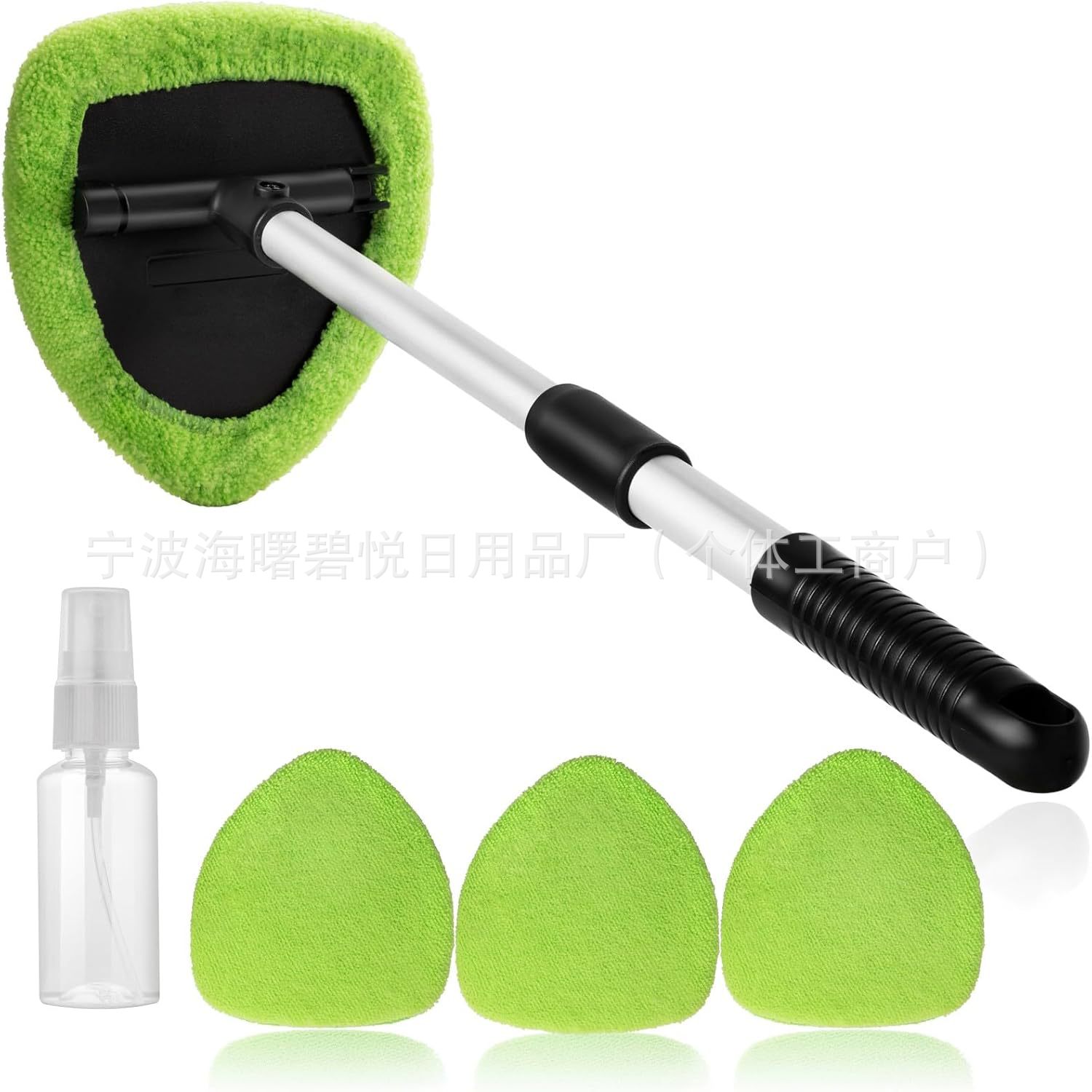 Brush Microfiber Replacement – Qìchē Car cleaning tools - pentagon-telescopic-rod-4-green-cloth-covers-1-spray-bottle-telescopic-rod