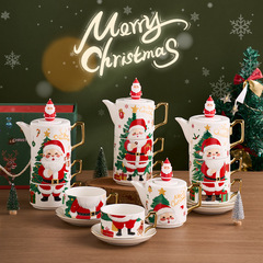 クリスマス陶磁器ティーポットアマゾン人気特色クリスマスプレゼント1ポット2杯金メッキ茶器セットins