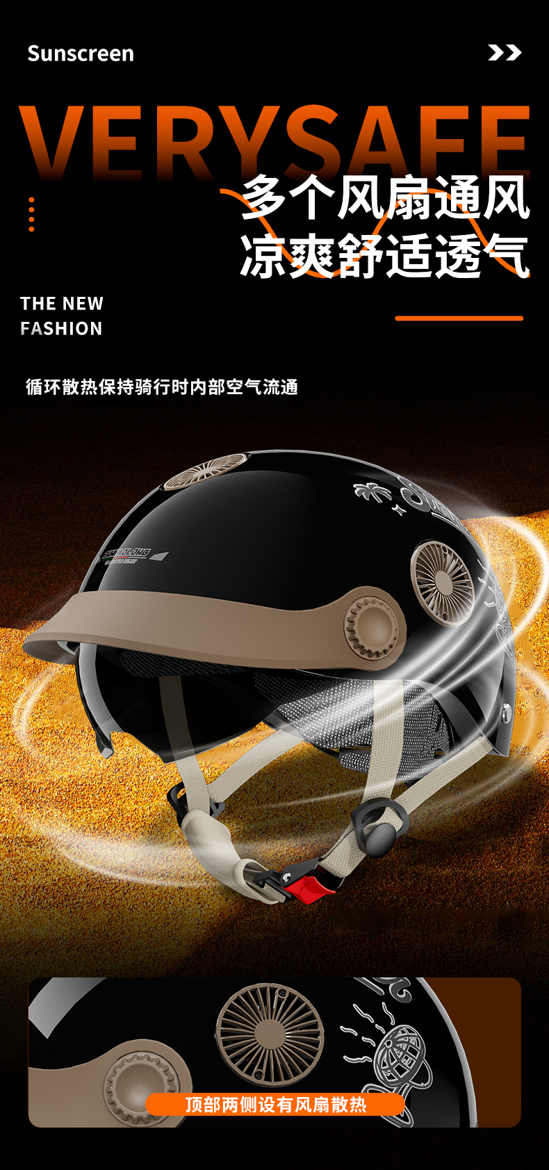 3C Certified Electric Motorcycle Helmet with Fan