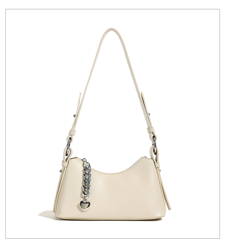 Pu Leather Material Solid Color Pattern Women's Pu Leather Solid Color Streetwear Chain Dumpling Shape Zipper Tote Bag