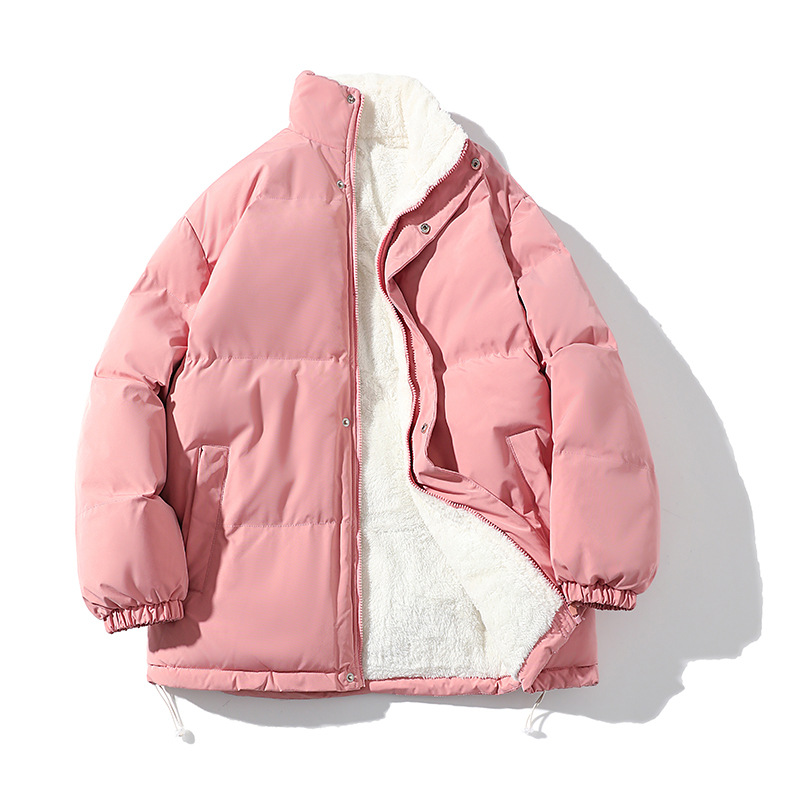 Stand-up Collar Padded Jacket For Men And Women With Fleece Loose Padded Jacket For Couples With Padded Jacket For Men With Fleece_viptrois.com