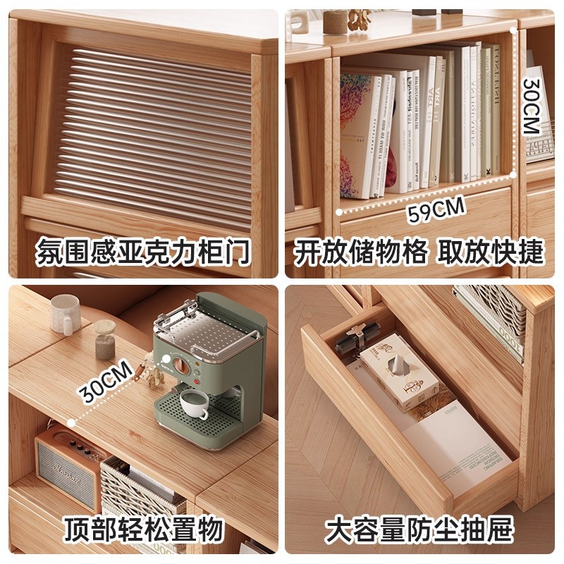 Gabinete de madera sólida Gabinete de té Gabinete de sala de estar Gabinete combinado contra la pared División de comedor Gabinete de almacenamiento Gabinete de cajón Estante de almacenamiento