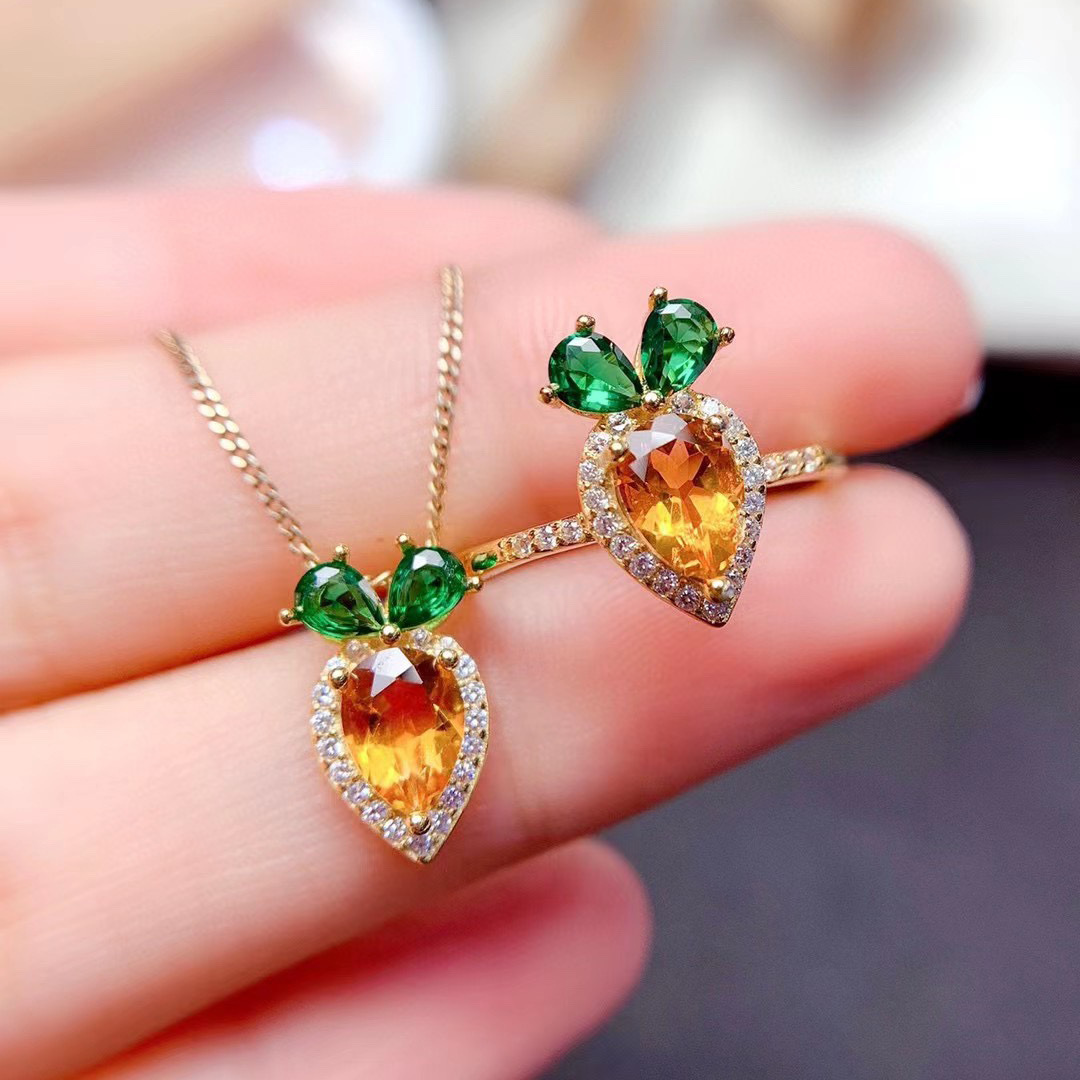 Fashion Carrot Copper Inlay Artificial Diamond Rings Necklace display picture 5