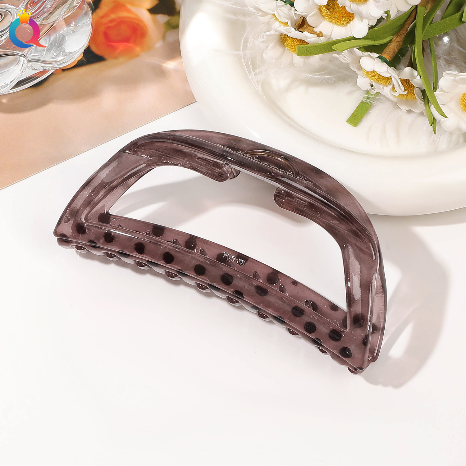 Qiyue Cross-border PC lunares gelatina horquilla de disco pinza para el cabello sensación de alta calidad horquilla de moda clip de tiburón accesorios para el cabello al por mayor