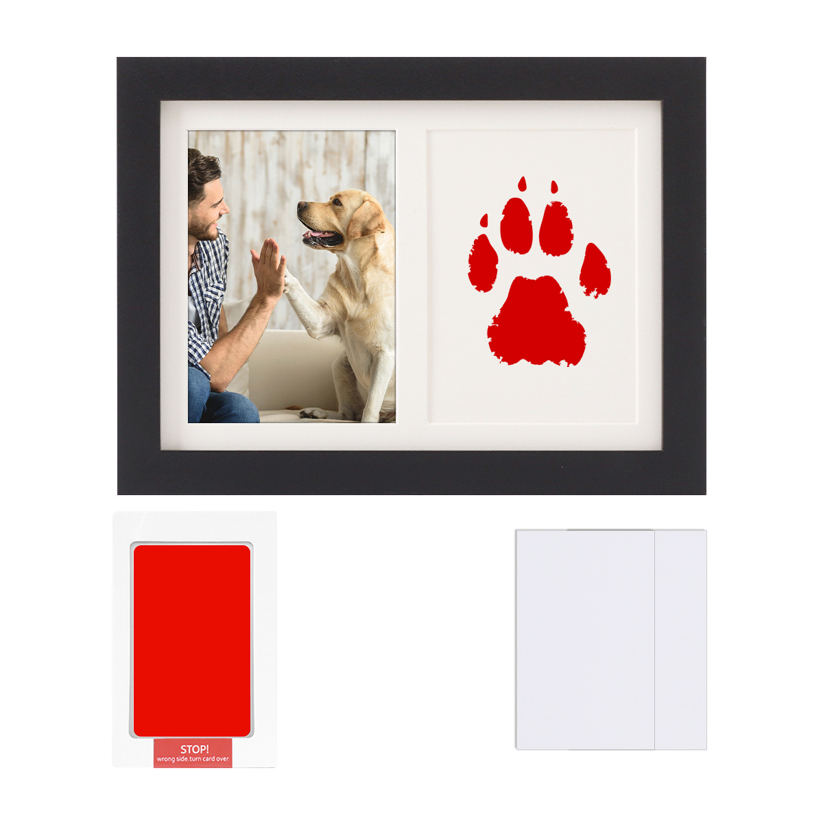 クロスボーダーペットの足跡フォトフレームテーブルdiy猫の手形7inch犬の足跡インクパッドボール紙ディスプレイフレーム