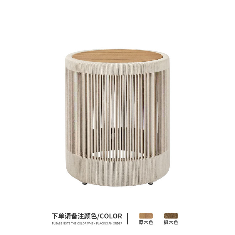 Sofá al aire libre de teca, patio, balcón, ocio, combinación de ratán de madera maciza, terraza de villa al aire libre, silla de ratán impermeable y de protección solar