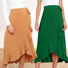 F 79266 Asymmetric Chiffon Midi Skirt һƬʽϵ������ȹ