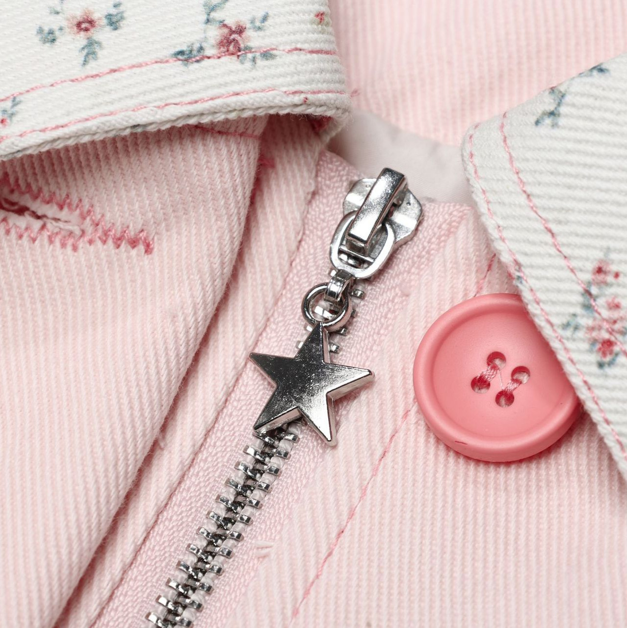 フュージピンク2024秋レディース新作実写アメリカレトロゆるい刺繍ジャケットジャケット