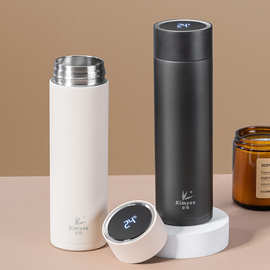 金怡新款316不锈钢智能保温杯LED显温直身杯商务办公礼品水杯批发