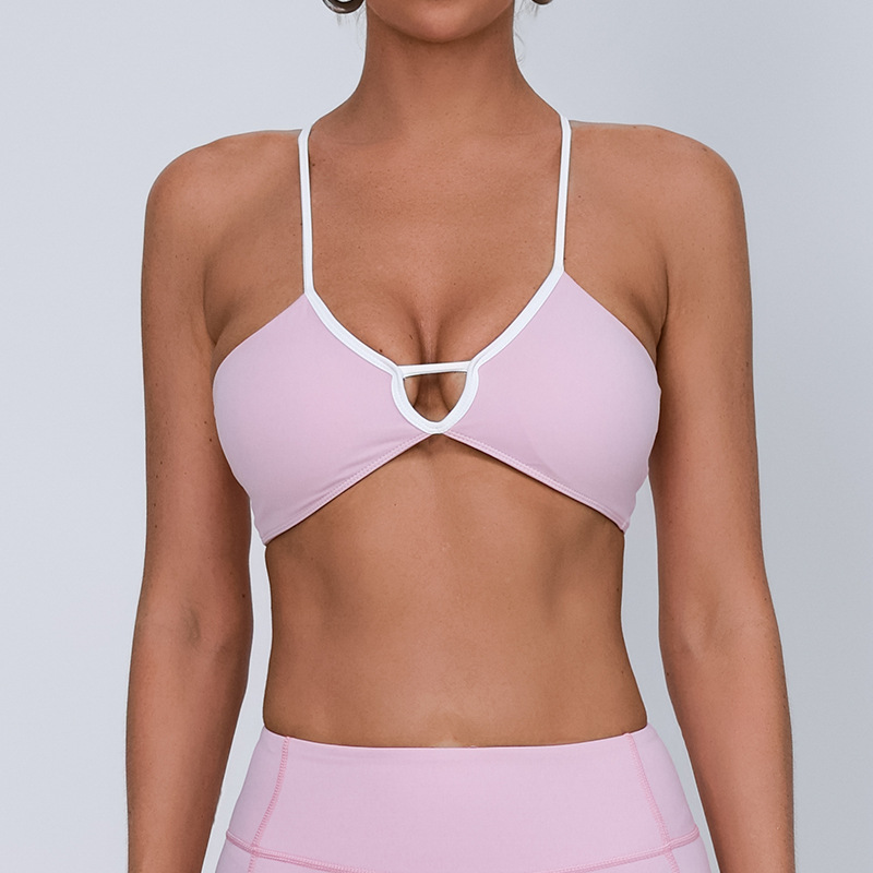 Nueva ropa de fitness transfronteriza para mujeres correa de hombro ajustable con almohadilla de pecho europea y americana sexy conjunto de yoga de espalda abierta