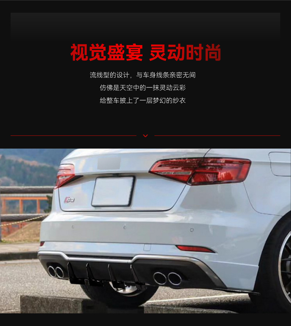 Applicable to 2017-2020 Audi A3 S3 8V hatchback version Hatchback tail lip rear blade spoiler modification parts