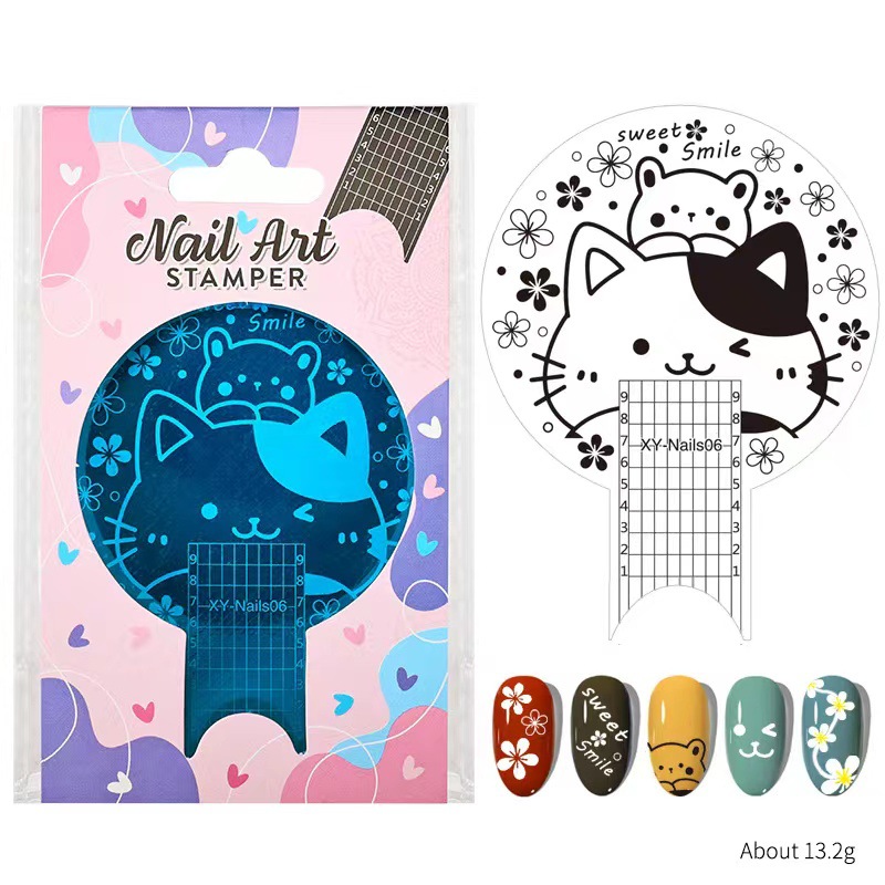 Nuevo producto transfronterizo plantilla de impresión de uñas película azul bricolaje redondo multifuncional impresión de uñas esmalte de uñas placa de acero pintada