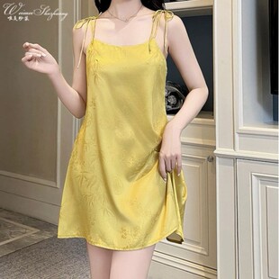 Beautiful Gauze Summer New Style Literary Retro Foreign Style Age-Reducing New Chinese Style Solid Color Floral Camisole Nightgown