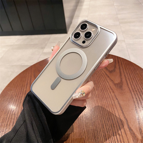 Original Color Magnetic Apple 15 ProMAX Phone Case, Three-Pack PC Electroplated iPhone 14 Transparent Protective Cover