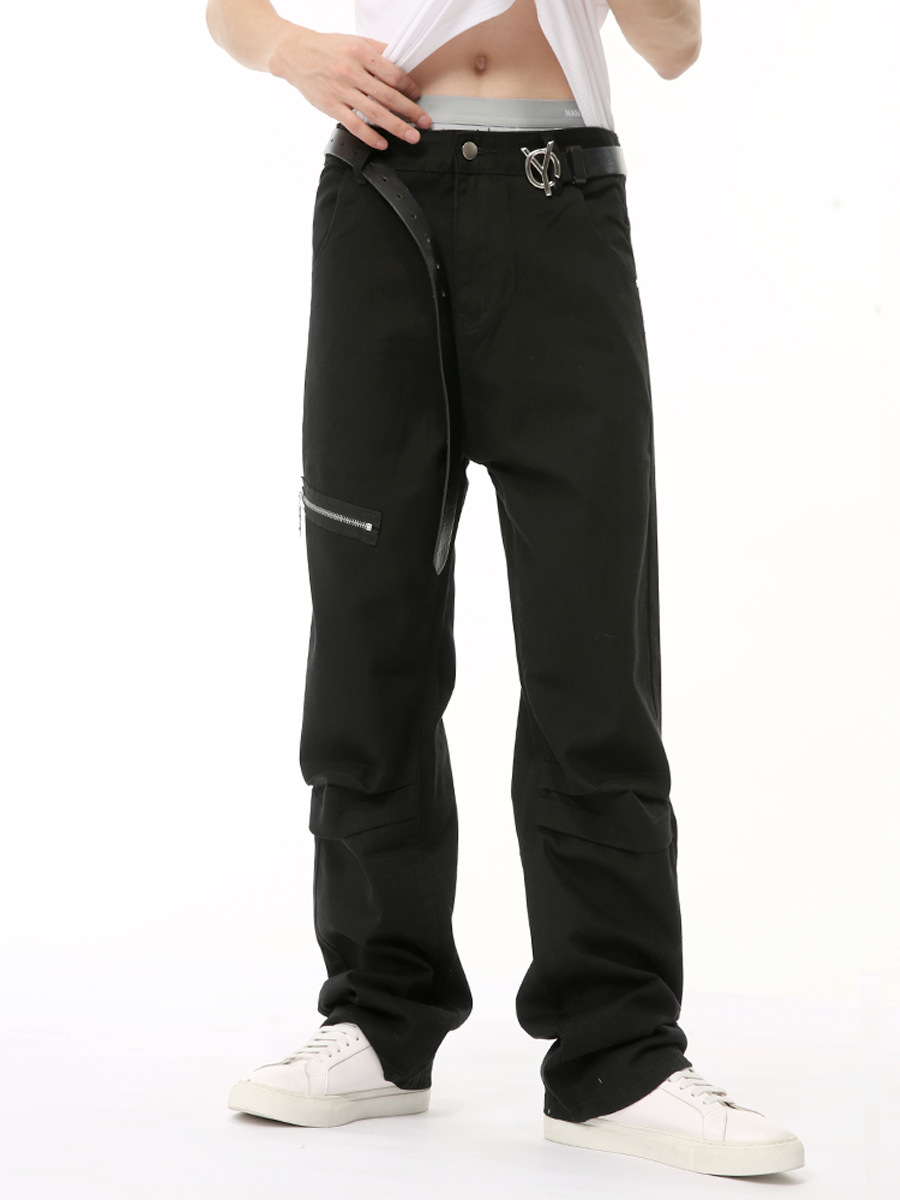 MTLCLOTHES Hombres| 2024 verano nuevos productos coreanos de alta calle zip empalme plegado diseño de pantalones de trabajo