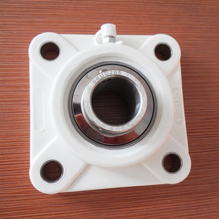 UCF205塑料带座轴承方座 带白色盲盖 不锈钢轴承心 白色塑料外壳