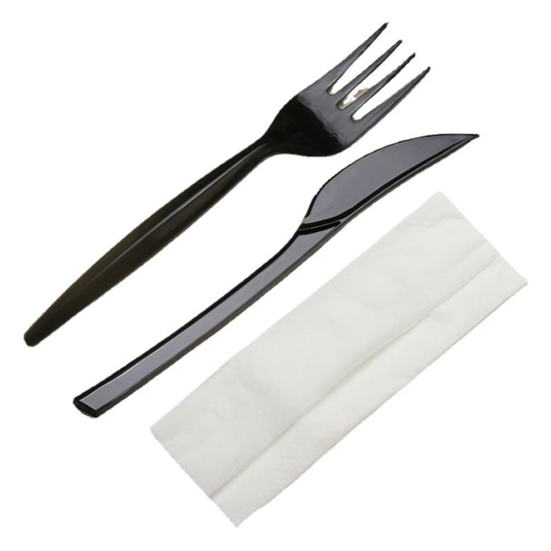 Disposable Cutlery Set for Western Food, Steak, Dessert, and Cake, Individually Packaged with Napkins, Food-Grade Plastic