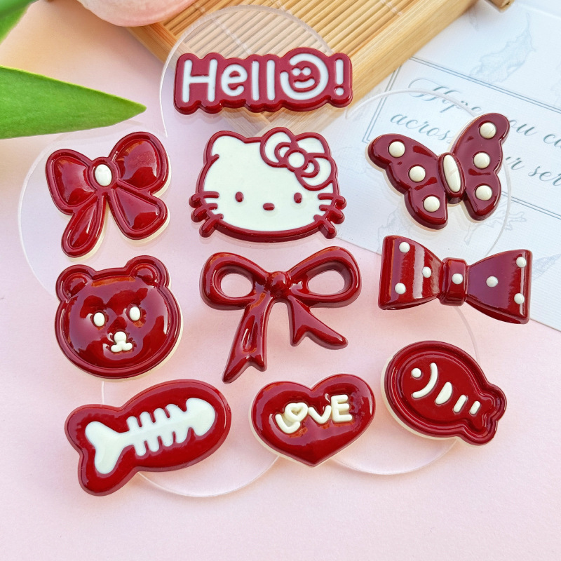 Angora Red Cat Love Hairpin Side Clip Acrylic DIY Accessories Mobile Phone Case Hole Shoes Patch