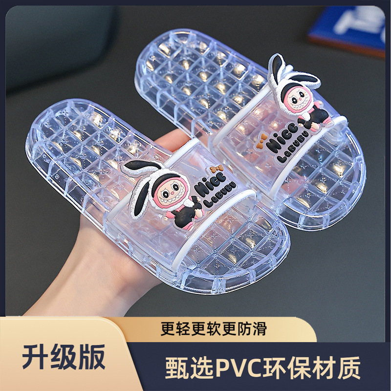 儿童水晶透明拖鞋男童女童不吸水不臭脚卡通镂空防滑防臭抗菌凉拖|undefined
