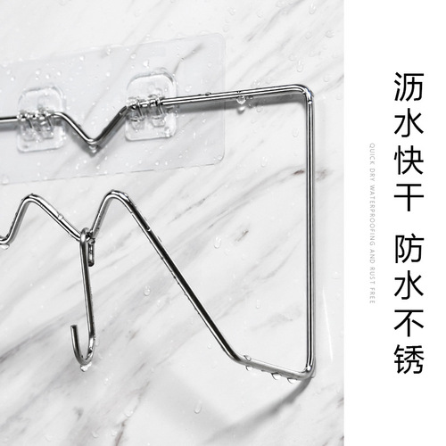 Stainless steel wall-mounted hook pot lid rack without punching multi-functional kitchen pot lid storage rack with chopping board rack