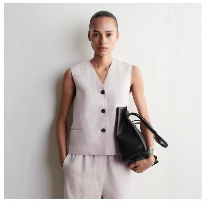 Cos Style Women's Clothing Mall Same Style Standard Fit Linen Vest Light Pink 2026 Summer New Women's Jacket