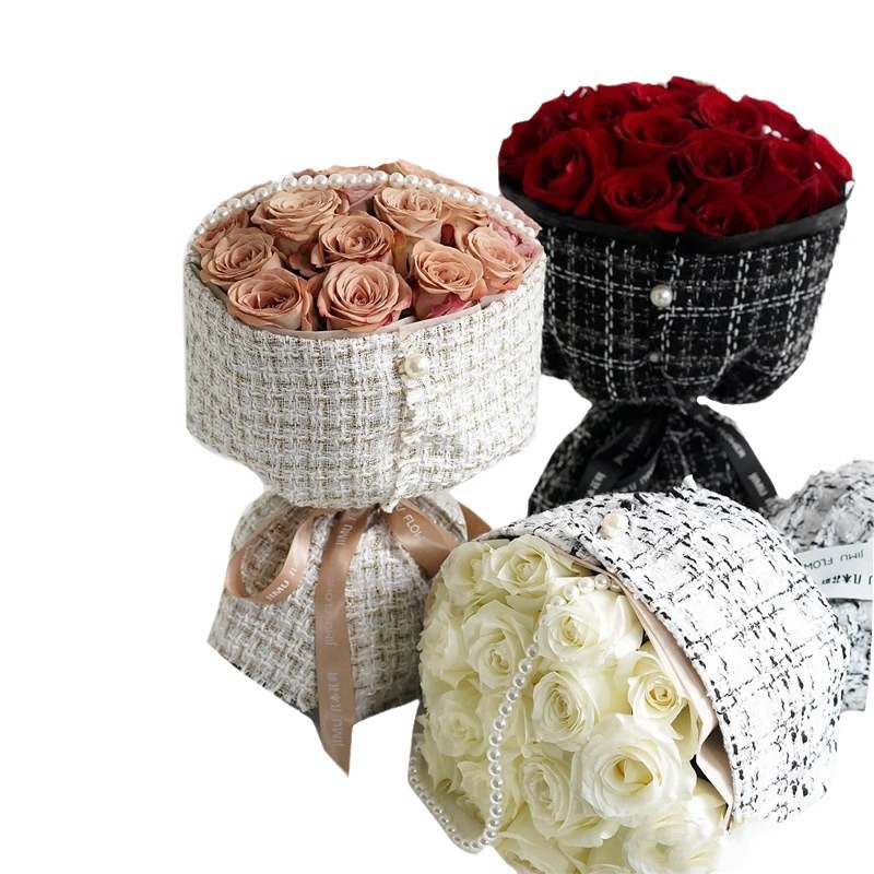 Pequeña fragancia tela tela ramo de flores papel de embalaje red red ramo de tela coreana material de embalaje de bricolaje hecho a mano