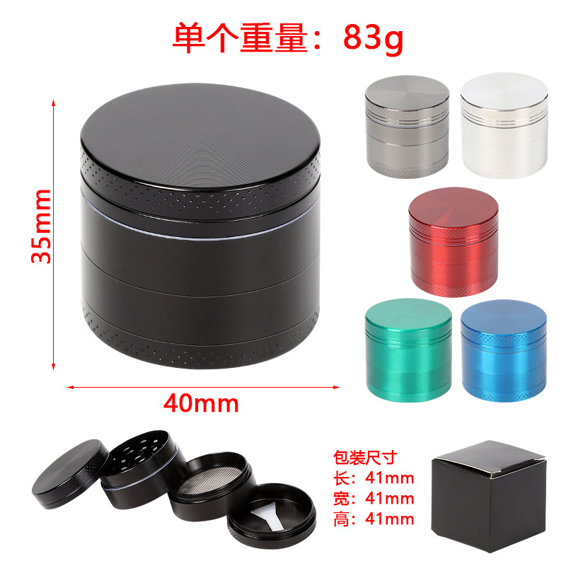 Venta directa de fábrica Molino de tabaco plano de cuatro capas de aleación de zinc transfronterizo Molino de tabaco personalizado