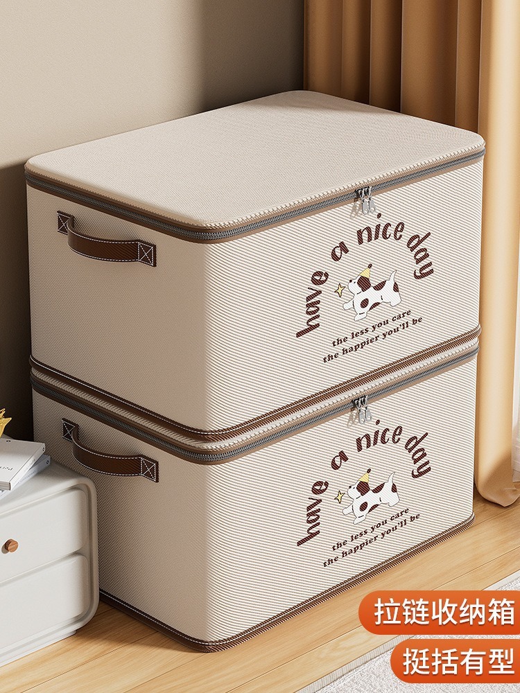 Große Aufbewahrungsbox mit Deckel, faltbar, staubdicht, Stoff-Organizer für Kleidung, Spielzeug und Haushalt im Schlafzimmer und Wohnzimmer