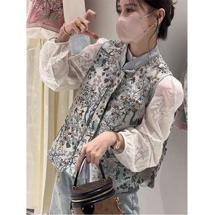 Plus Size Fat mm Women's Clothing New Chinoiserie Shirt Women's 2025 Spring Shirt Vest Jacket Top Two-Piece Suit