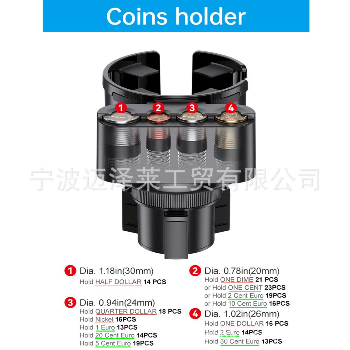 Car multi-function cup holder large car center console cup holder kettle bracket car coin box cup holder