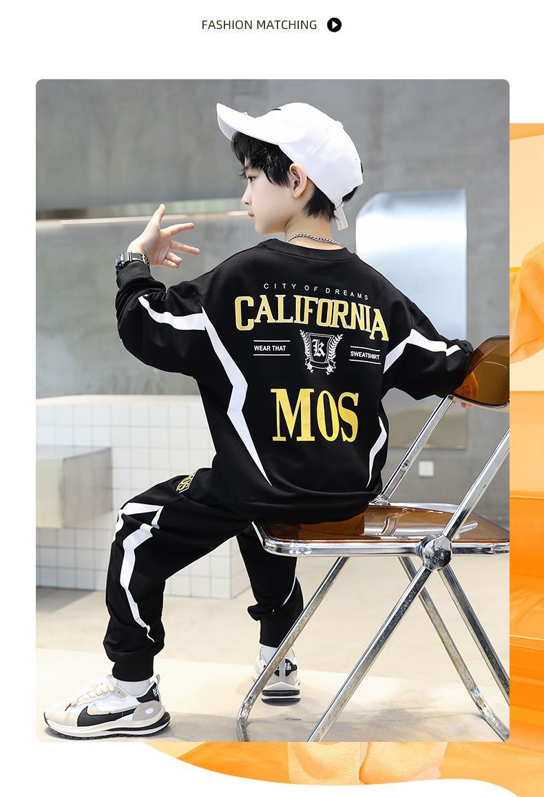 2 Pieces Set Quantity Casual, Daily, Street Occasion Streetwear Letter Color Block Lightning Cotton Boys Clothing Sets