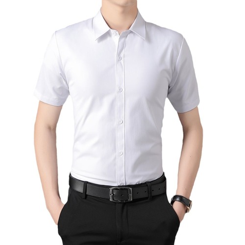 Summer thin men's short-sleeve white shirt workwear professional uniform stylish white dress shirt business casual formal attire