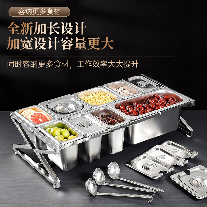 Estante de acero inoxidable plano de doble capa estante alargado conjunto de estante de mesa de material pequeño tienda de olla caliente anti-alimentado sabor estante de bandeja de porción